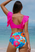 Rose Red Floral Print High Waist Bikini Bottoms